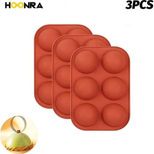 HOONRA 6 Holes Half Ball Sphere Silicone Baking Mold Non-stick Cake Mold Pudding Jelly Chocolate Cupcake Cake DIY Baking Tools