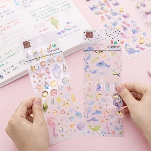 Cats Sea Horse Unicorn Dolphin Designs 3D Crystal Epoxy Sticker For DIY Scrapbooking Stationery Diary Mobile Cups Decoration