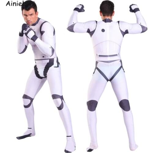 Star War Cosplay White Storm Trooper Costume Stormtrooper Darth Vader Jumpsuit Bodysuit Suit Zentai Halloween Party Adult Kids