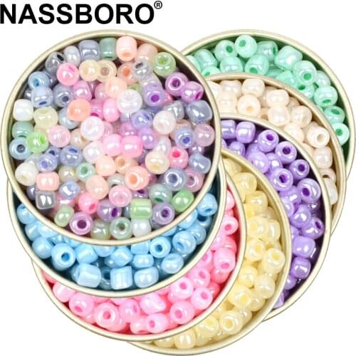 Approx.4mm Candy Cream Color Czech Glass Beads Charms Round 2mm Hole Beads For Jewelry Making Kids DIY / Handmade Accessories