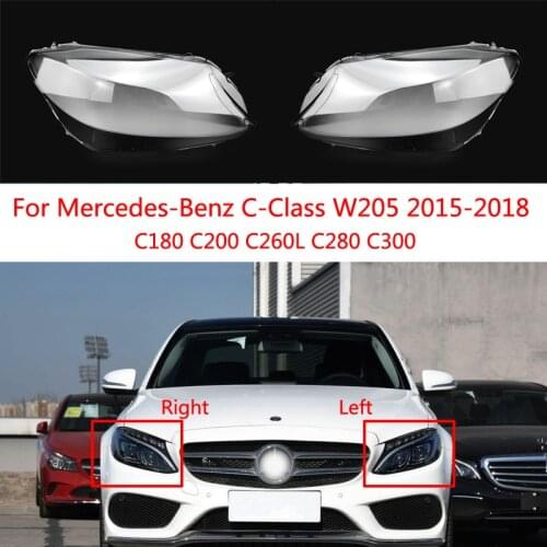 Car Headlight Cover Headlamp Light Glass Len Case Auto Shell Cover For Benz 2015-2018 C-Class W205 C180 C200 C260L C280 C300