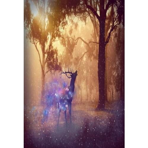 Laeacco Dreamy Forest Disappearing Deer Lightspot Scene Photographic Background Customized Photography Backdrop For Photo Studio