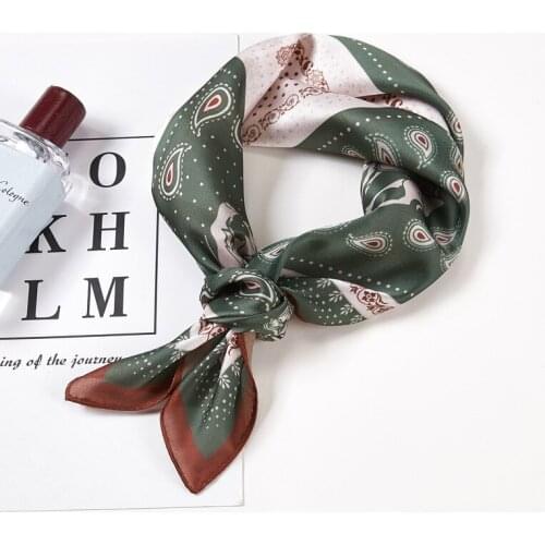 53*53cm Fashion Hair Scarf For Women Silk Satin Headband Paisley Printed Bag Scarfs Female Small Handkerchief Neck Scarves 2020