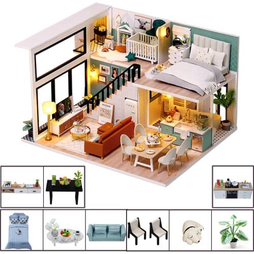 CUTEBEE DIY Dollhouse Wooden Doll Houses Miniature Doll House Furniture Kit Casa Music Led Toys for Children Birthday Gift L31