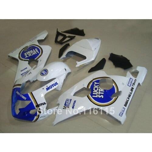 ABS fairing kit for suzuki GSXR 600 750 K4 2004 2005 fairings GSXR600 GSXR750 04 05 blue white LUCKY STRIKE Q76