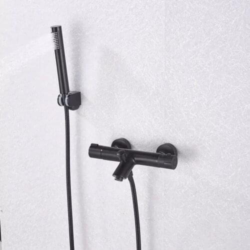 Thermostatic Bathtub Shower Faucets Black/Chrome Brass Dual Control Bathroom Constant Temperature Shower Sets Mixer Shower Taps