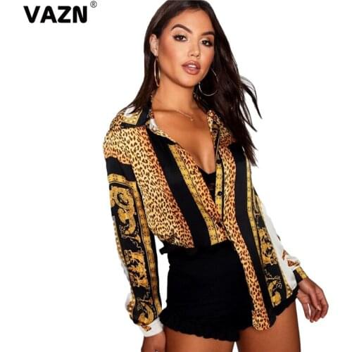VAZN 2020 Autumn New Arrival Chiffon Free Daily Retro Mature Regular Sexy Style Full Sleeve Women Straight Shirt Mini Dress