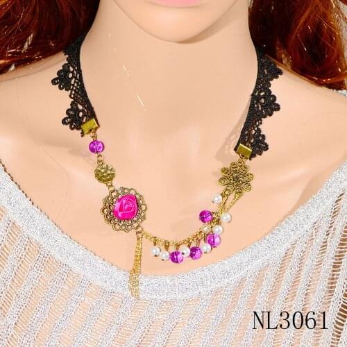 New Sexy Flower Charm Simulated Pearl Bead Pendant Chain Tassel Necklace for Women Choker Jewelry Accessories NL3061