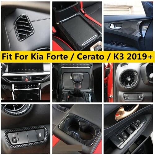 Yimaautotrims Carbon Fiber Look Interior Refit Kit Head Lamps / Air AC Panel Cover Trim For Kia Forte / Cerato / K3 2019 2020