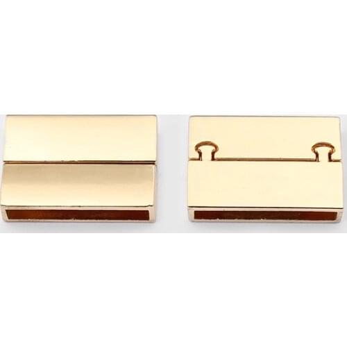 2pcs Gold Tone Flat Strong Magnetic Clasp Flat Leather Cord Strap End Connector Buckle Clasp Bracelet Jewelry Making Material