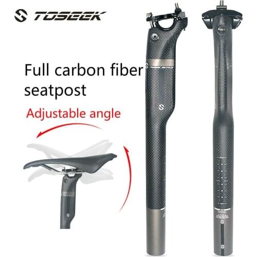 TOSEEK 3K Matte/Glossy Full Carbon Fiber Seat Post MTB Bicycle Ultralight Seatpost Carbon Seat Tube 27.2/30.8/31.6 X 350/400mm