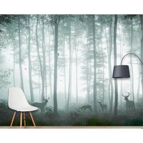 Beibehang Custom Wallpaper Mural Fantasy Hand Painted tree forest Deer background wall wallpaper for living room papel tapiz