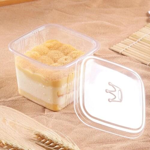 Wedding Party Clear Transparent Square Mousse Plastic Cupcake Cake Boxes Yogurt Pudding Boxes With Lid LX8408