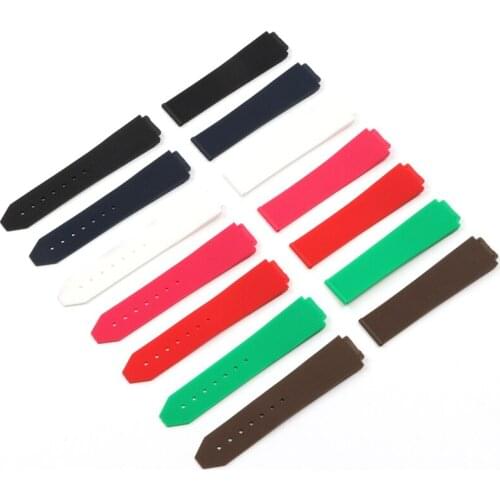 15*21mm Black White Brown Red Blue Women Rubber Silicone Watchband For Hublot Watch Strap 18mm Butterfly Buckle Accessories