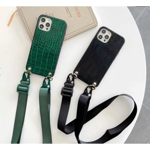 Luxury Crossbody Chain Necklace Phone Case For iphone 12 Pro Max 7 8 Plus 11 X XS XR SE MiNi 6 Lanyard Neck Strap Cord Crocodile
