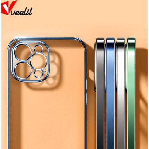 Luxury Plating Transparent Phone Case on For iPhone 12 11 Pro Max 12 Mini X XS XR 7 8 6s Plus SE 2020 Soft Silicone Clear Cover