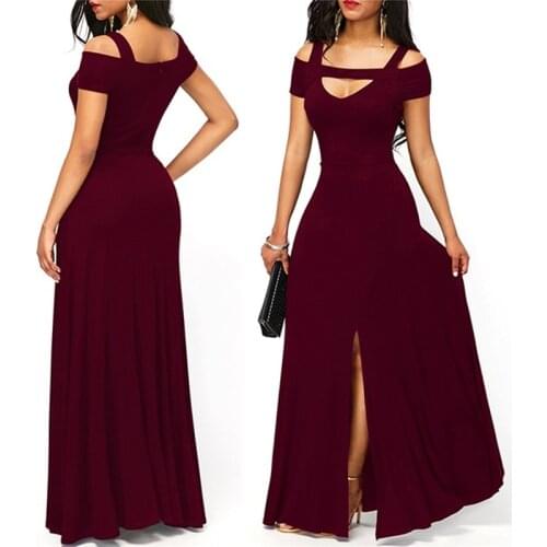 Sexy Off Shoulder Beach Summer Dress Sundresses Vintage Party Maxi Dress Robe Femme Spaghetti Straps Split Long Dresses Vestido