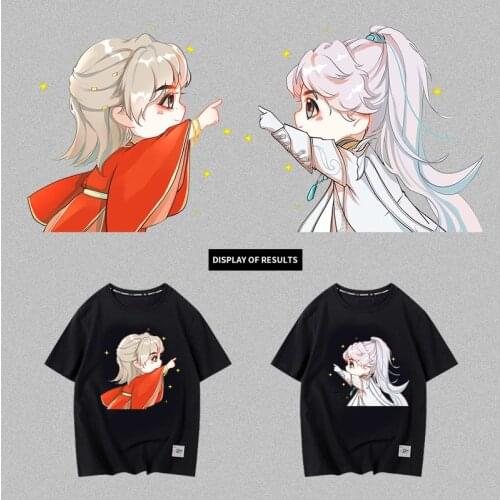WORD OF HONOR Couple avatar heat transfer Male lead anime image stickers DIY iron On badges on T-shirts FOR mens short sleeves