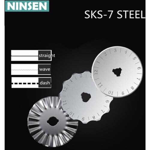28mm/45mm Small Steel Round Blade Replacement For Rotary Cutter Sharp Straight Line Wave Dotted Line SKS-7 Wheel Knife Tool