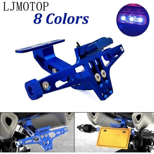 Universal CNC Aluminum Motorcycle Rear License Plate Mount Holder LED Light For fz6 fz1 benelli trk 502 tnt 125 xmax 125 Buell