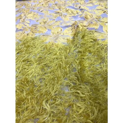 Jacquard fabric flowers satin print cloth soft polyester charmeuse vintage fabric yellow feather fabric DYSTH3