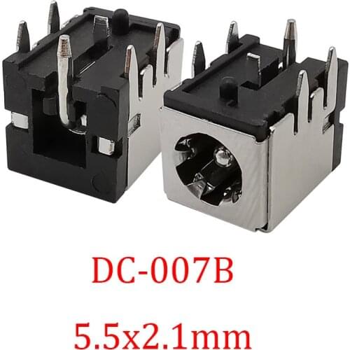 1/2/5Pcs DC-007B DC Power Charging Socket Connector DC007B 5.5x2.1mm DC Female Jack Copper Bracket Laptop Power Socket Adapter