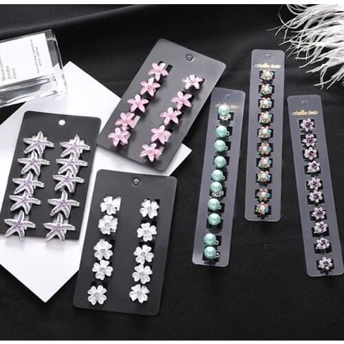 10Pcs Mini Crystal Hair Claws Crab For Girl Barrettes Hairgrip Hair Accessories Rhinestone Flower with Pearl Hair Claw Clips