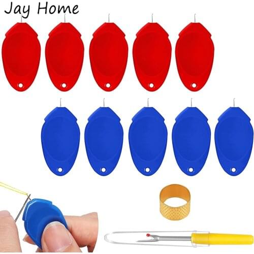 10Pcs Plastic Wire Loop Needle Threader for Hand Sewing DIY Needle Threaders Tool with Sewing Seam Ripper Finger Protect Thimble