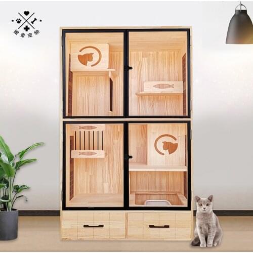 100*60*170 Solid Wood Cat Multifunctional Villa Cattery Luxury Cat Litter Cat Cabinet Display Cabinet Double Cat Climbing Frame