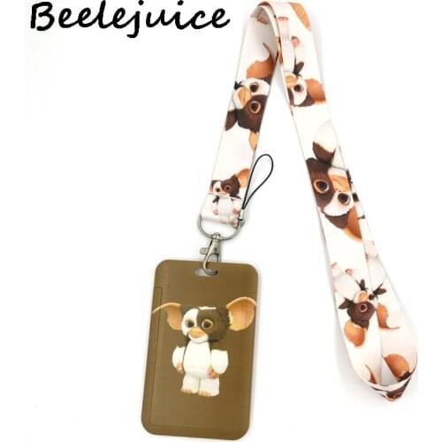 12sets Gremlins Gizmo Anime Lanyard Badge Holder ID Card Lanyards Mobile Phone Rope Key Lanyard Neck Straps Keychain Key Ring