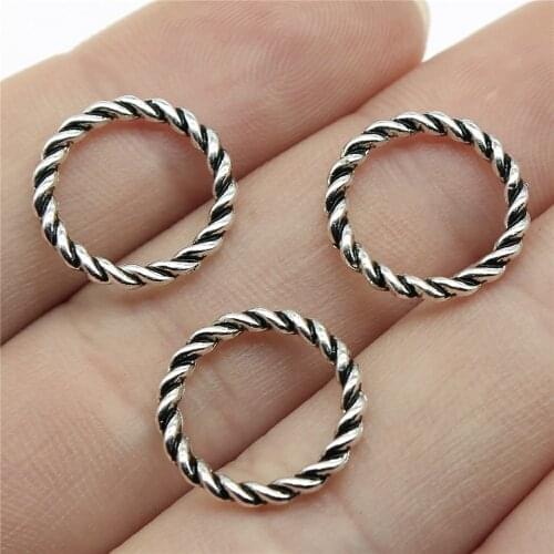 40pcs 15x15mm Small Circle Charms Connector Circle Charms For Jewelry Making Antique Silver Color Circle Charms