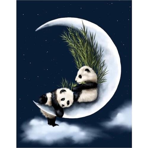 5D DIY Full Round/Square Diamond Painting Moon & Panda 3D Embroidery Cross Stitch Rhinestone Mosaic Home Decor Art Y282