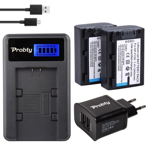 PROBTY NP-FV50 NP FV50 Battery + LCD Charger For SONY HDR XR550E XR350E CX550E CX350E CX150E DCR SR68E SX83E SX63E SX43E CX230
