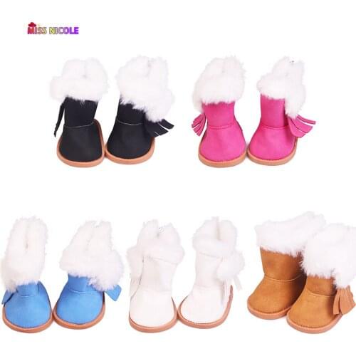 18''Doll Accessories Hot Sale Halloween Snow Downy Ankle Boots For 43 Cm New Born Baby Dolls Festival Gift Girl Shoes TOYS