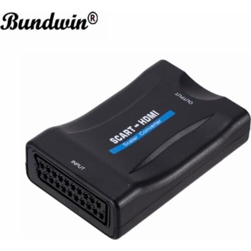 Bundwin 1080P HDMI SCART Audio Video adapter USB Power Cable Upscale Converter AV Signal HD Receiver TV DVD
