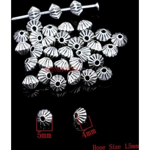 150pcs Antique Silver Plated Conical Oval Spacer Beads for Loose Beads Jewelry Making Accessories DIY Handmade Craft 5x4mm