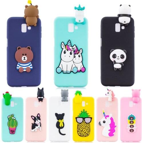 For Samsung J6 Plus Case on for Coque Samsung Galaxy J4 J6 Plus 2018 Case Cover 3D Unicorn Panda Doll Soft Silicone Phone Cases