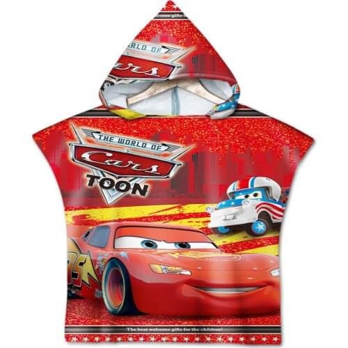 Disney 95 Lightning McQueen Car Bath Towel for Baby Girls Kids Adults Hooded Beach Towel Summer Swimming Towel Cloak