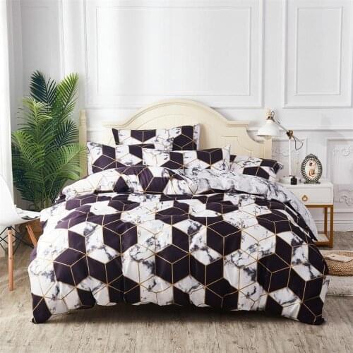 Nordic Geometric Fashion Bedding Set Polyester A/B Double-sided Pattern Simplicity Quilt Cover Pillowcase 2-3 Pcs No Bed Sheet