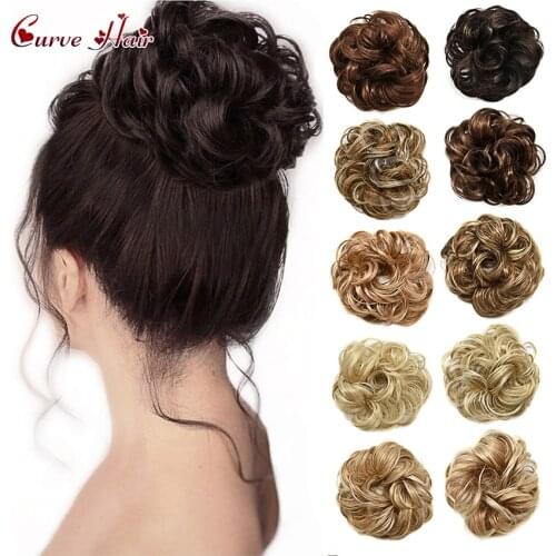 Curly Messy Rose Bun Hair Piece Scrunchie Donut Updo Bun Hair Extension For Women Girls Chignon Synthetic Pony Tail Hairpieces