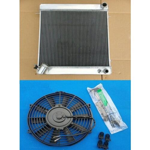 3 Rows Aluminum Radiator + Fan For Jaguar XKE Series 1 S1 4.2L Manual 1965-1967 1965 1966 1967