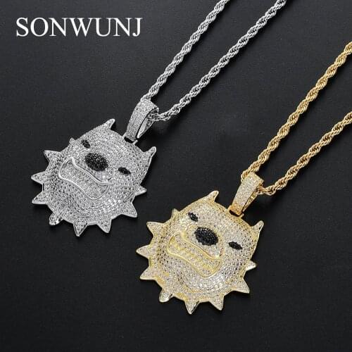 Hotsales Pendant Brass Micro pave with CZ stones Necklace Gold Color Jewelry Hip Hop CN087