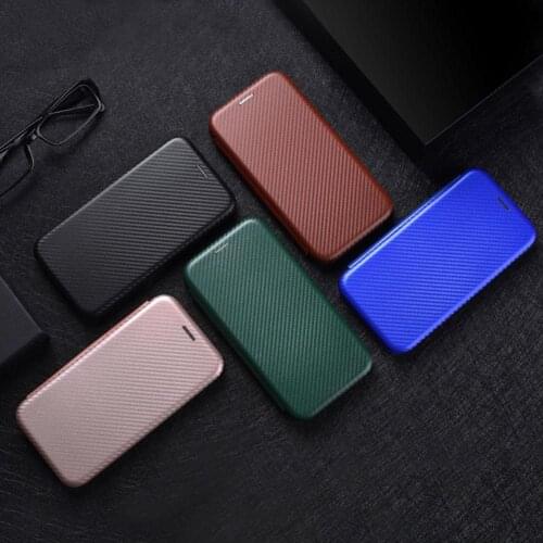 Magnetic Carbon Fiber Flip Leather Wallet Cover For ASUS Zenfone 8-Button Flip Cover Business Style PU Leather Phone Case