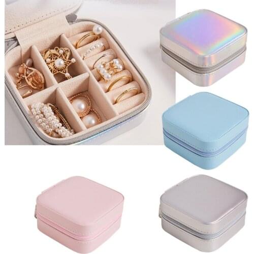 Waterproof Jewelry Box Small Mini Ear Studs Lipstick Rings Bracelets Storage Organizer Built-in Mirror Desktop Organizer