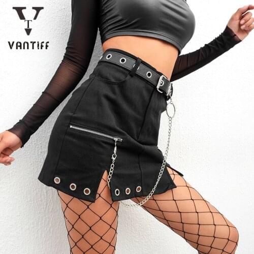 2021 Fashion Skirt Women Dress High Waist Thin Zipper Slit Design A-line Skirt Woman Skirts Gothic Mini Dress for Female Street