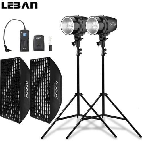 Godox 2x K-150A 300Ws Strobe Studio Flash Light Kit + RT-16 Trigger + 2x 50x70cm Honeycomb Grid Softbox + 2x 190cm Light Stand