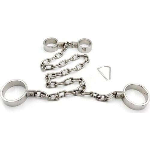 Stainless Steel Hand And Foot Chain Bondage Cuffs Shackles Handcuffs Adult Games Torture BDSM Restraints Slave Sex Tools Toys