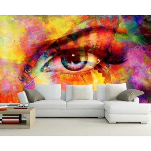 Papel de parede Abstract colorful eyes and butterfly mixed watercolor 3d wallpaper,living room tv bedroom restaurant bar mural
