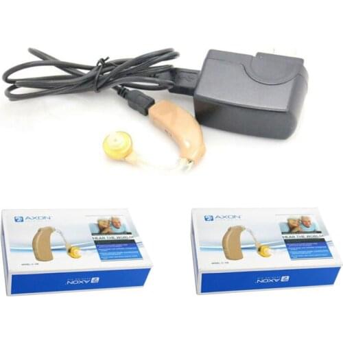 Lot 2pcs AXON C-108 Rechargeable BTE Hearing Aid Aids Analogue Sound Voice Amplifier O-N-H Adjustment Deaf Ear Care Device C108