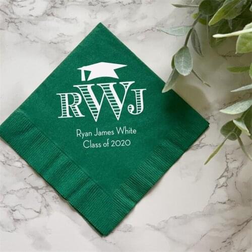 Personalized Graduation Napkins, High School Grad, College Graduate,Custom Napkins,Grad Party Decor,Class of 2020,Class of 2021
